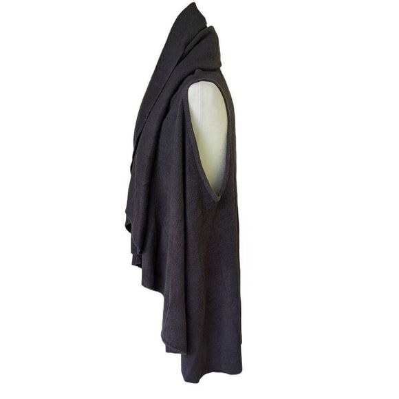 Look Shall We Dance Taupe Gray Sleeveless Waterfall Shawl Vest Cape One Size - Picture 5 of 6